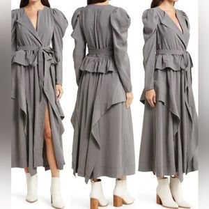 NWT ULLA JOHNSON Virginie Ruffle Long Sleeve Dress